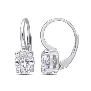 2.50 Carat (ctw) Synthetic Moissanite Oval Leverback Earrings in Sterling Silver